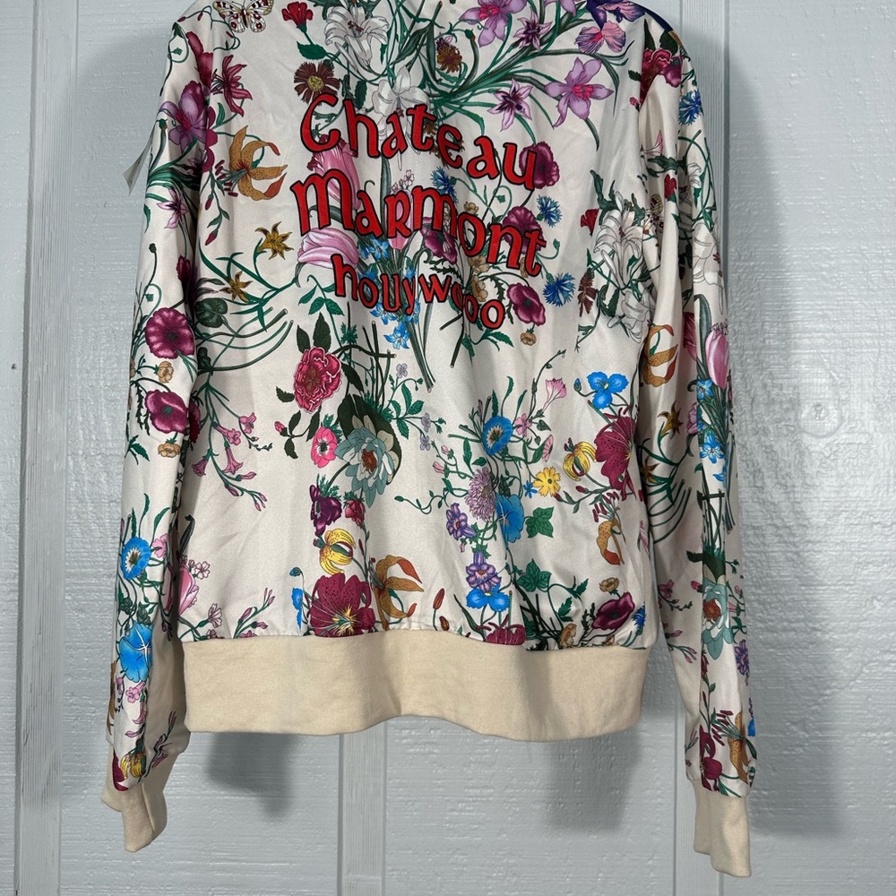 Man Bo Vintage Floral Full Zip Bomber Jacket No Size  See Measurements EUC - Picture 5 of 11